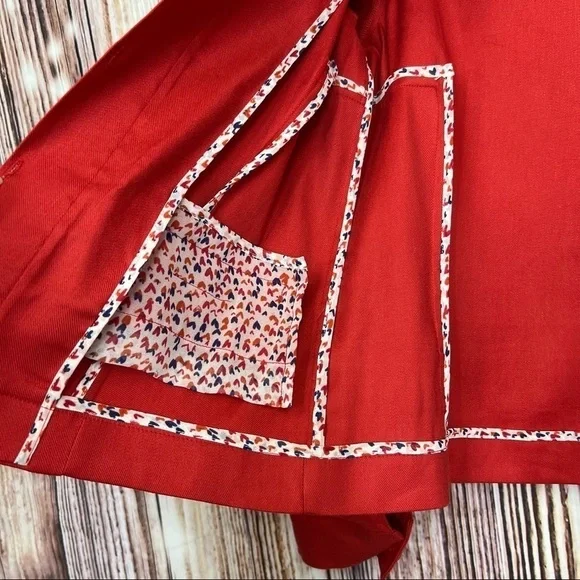 CAbi Red Valentine Linen Blend Blazer Jacket Size Medium - Picture 9 of 12